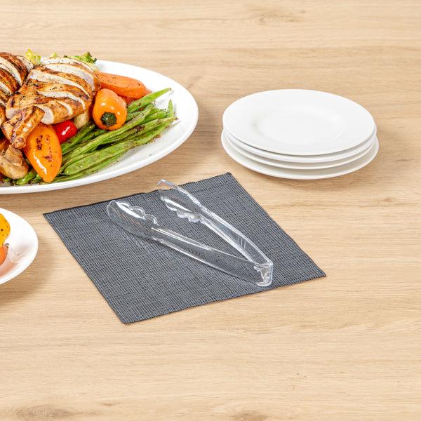 Restaurantware Cater Tek Clear Heavy-Duty Disposable Plastic Tongs - Scalloped - 7 1/2" - 100 Count Box