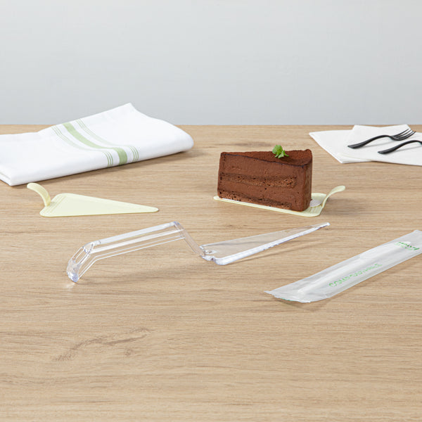 Restaurantware Cater Tek Clear Plastic Cake Server - Recyclable - 10" X 2" X 1" - 100 Count Box