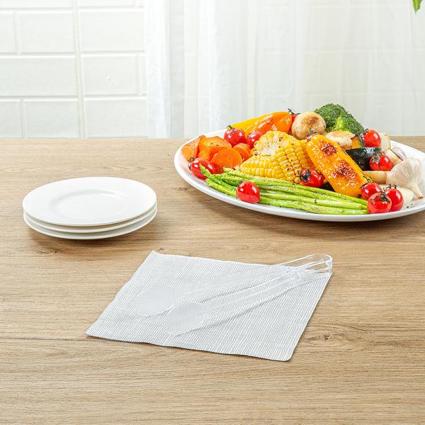 Restaurantware Cater Tek Clear Plastic Tongs - Ridged - 9" - 100 Count Box