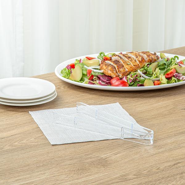 Restaurantware Cater Tek Clear Plastic Tongs - Serrated Heavy Duty - 9" - 100 Count Box