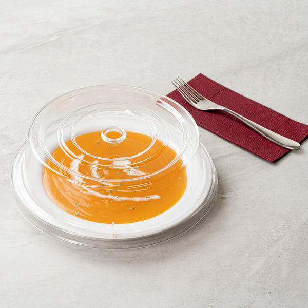 Restaurantware Cater Tek Clear Polycarbonate Plate Cover - 10 1/4" - 10 Count Box