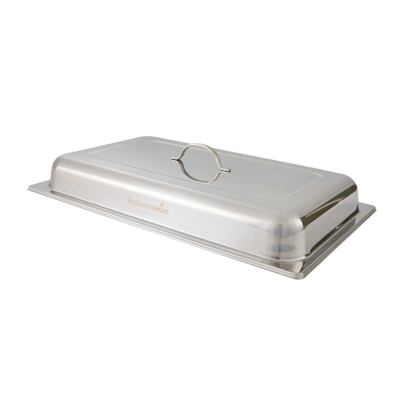 Restaurantware Cater Tek Full Size Stainless Steel Chafer Cover - With Handle - 1 Count Box