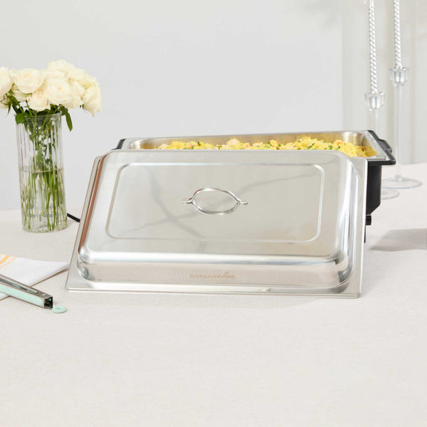 Restaurantware Cater Tek Full Size Stainless Steel Chafer Cover - With Handle - 1 Count Box