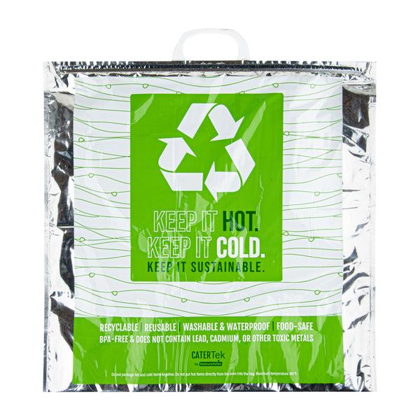 Restaurantware Cater Tek Green And Silver Plastic Thermal Bag - Insulated - 20" X 7" X 20" - 10 Count Box