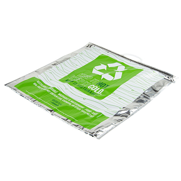 Restaurantware Cater Tek Green And Silver Plastic Thermal Bag - Insulated - 20" X 7" X 20" - 10 Count Box