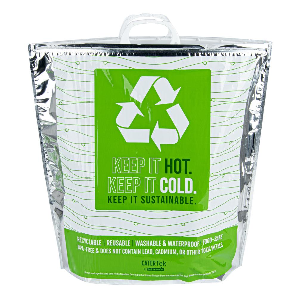 restaurantware Cater Tek Green and Silver Plastic Thermal Bag - Insulated - 20" x 7" x 20" - 10 count box