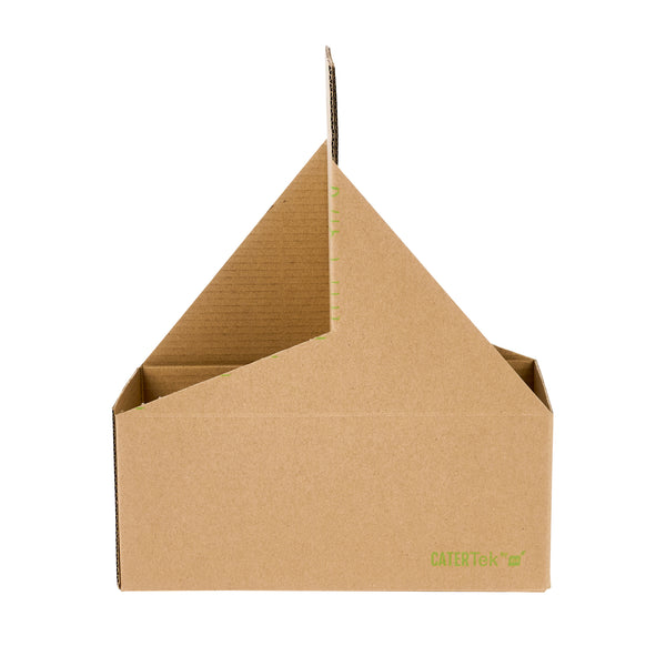 Restaurantware Cater Tek Kraft And Green Paper Drink Carrier - Holds 2 - 9" X 4 1/2" X 4" - 100 Count Box