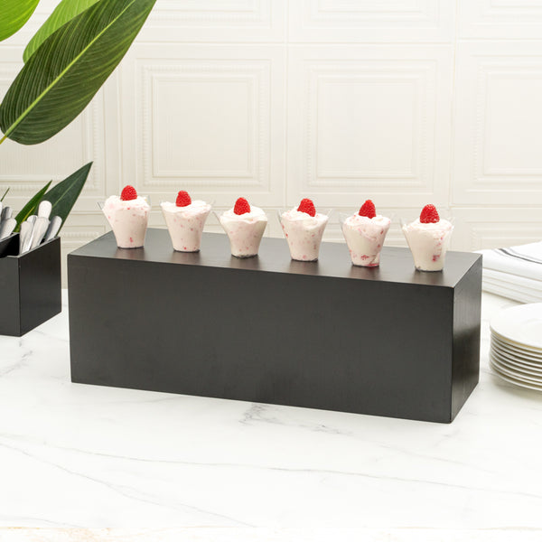 Restaurantware Cater Tek Rectangle Black Bamboo Medium Riser - 20 1/2" X 7" X 7" - 1 Count Box
