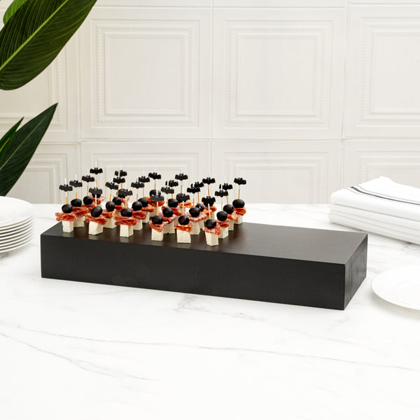 Restaurantware Cater Tek Rectangle Black Bamboo Short Riser - 20 1/2" X 7" X 3 1/4" - 1 Count Box