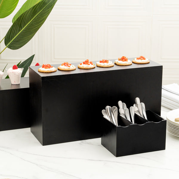 Restaurantware Cater Tek Rectangle Black Bamboo Tall Riser - 20 1/2" X 7" X 11" - 1 Count Box