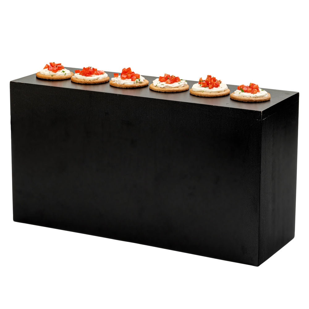restaurantware Cater Tek Rectangle Black Bamboo Tall Riser - 20 1/2" x 7" x 11" - 1 count box