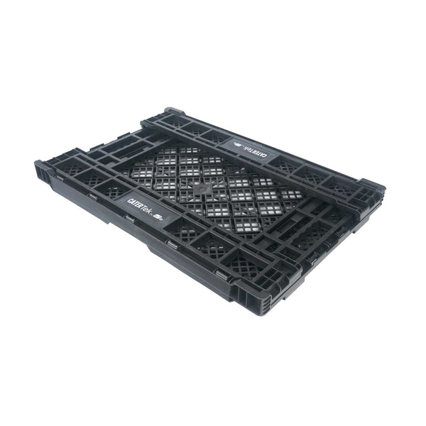Restaurantware Cater Tek Rectangle Black Plastic Collapsible Crate - Vented Stackable - 23 3/4" X 15 3/4" X 4 3/4" - 10 Count Box