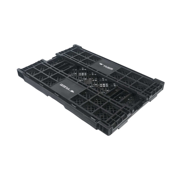 Restaurantware Cater Tek Rectangle Black Plastic Collapsible Crate - Vented Stackable - 23 3/4" X 15 3/4" X 6 3/4" - 10 Count Box
