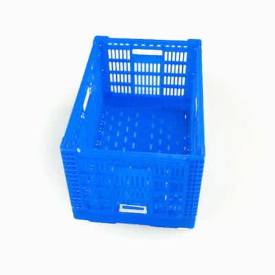 restaurantware Cater Tek Rectangle Blue Plastic Collapsible Crate - Vented Stackable - 23 3/4" x 15 3/4" x 13 1/2" - 10 count box