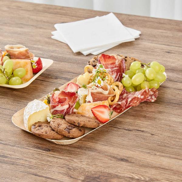 Restaurantware Cater Tek Rectangle Food Tray - Faux Wood - 10 1/2" X 5" - 100 Count Box