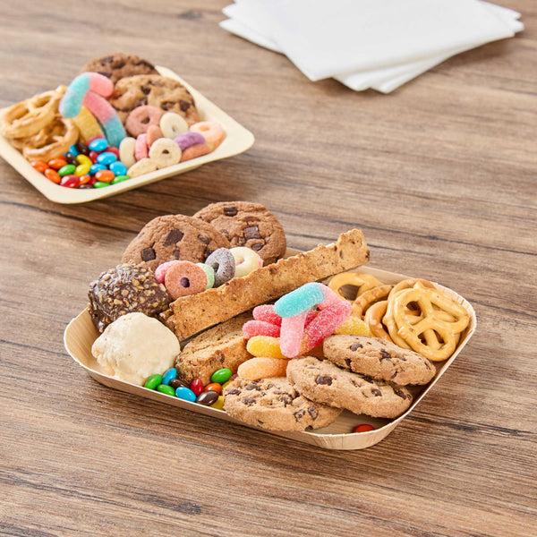 Restaurantware Cater Tek Rectangle Food Tray - Faux Wood - 6 1/2" X 5" - 100 Count Box