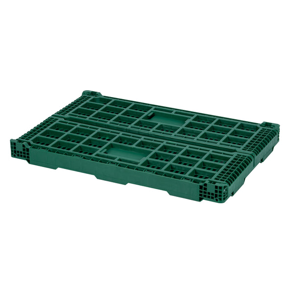 Restaurantware Cater Tek Rectangle Green Plastic 36L Collapsible Milk Crate - Stackable - 23 1/2" X 15 3/4" X 8 1/2" - 1 Count Box