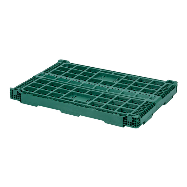 Restaurantware Cater Tek Rectangle Green Plastic 43L Collapsible Milk Crate - Stackable - 23 1/2" X 15 3/4" X 10 1/4" - 1 Count Box