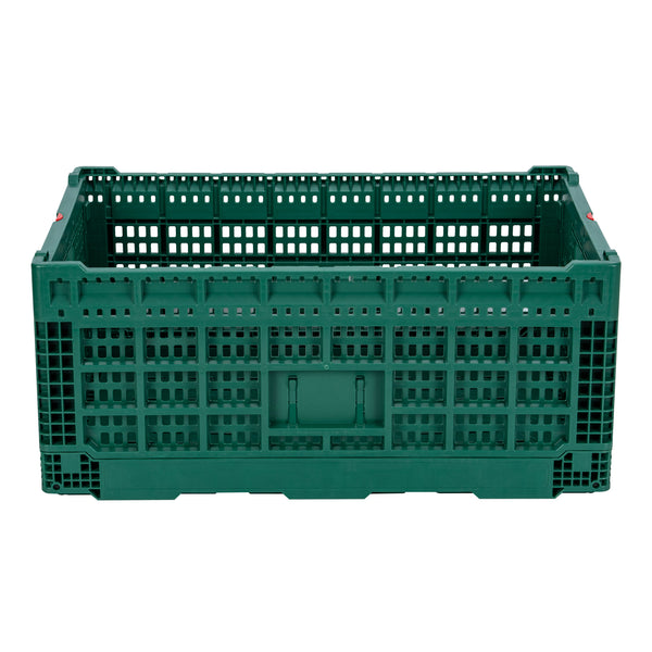 Restaurantware Cater Tek Rectangle Green Plastic 43L Collapsible Milk Crate - Stackable - 23 1/2" X 15 3/4" X 10 1/4" - 1 Count Box