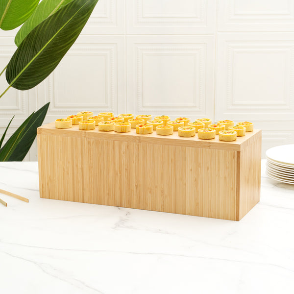 Restaurantware Cater Tek Rectangle Natural Bamboo Medium Riser - 20 1/2" X 7" X 7" - 1 Count Box