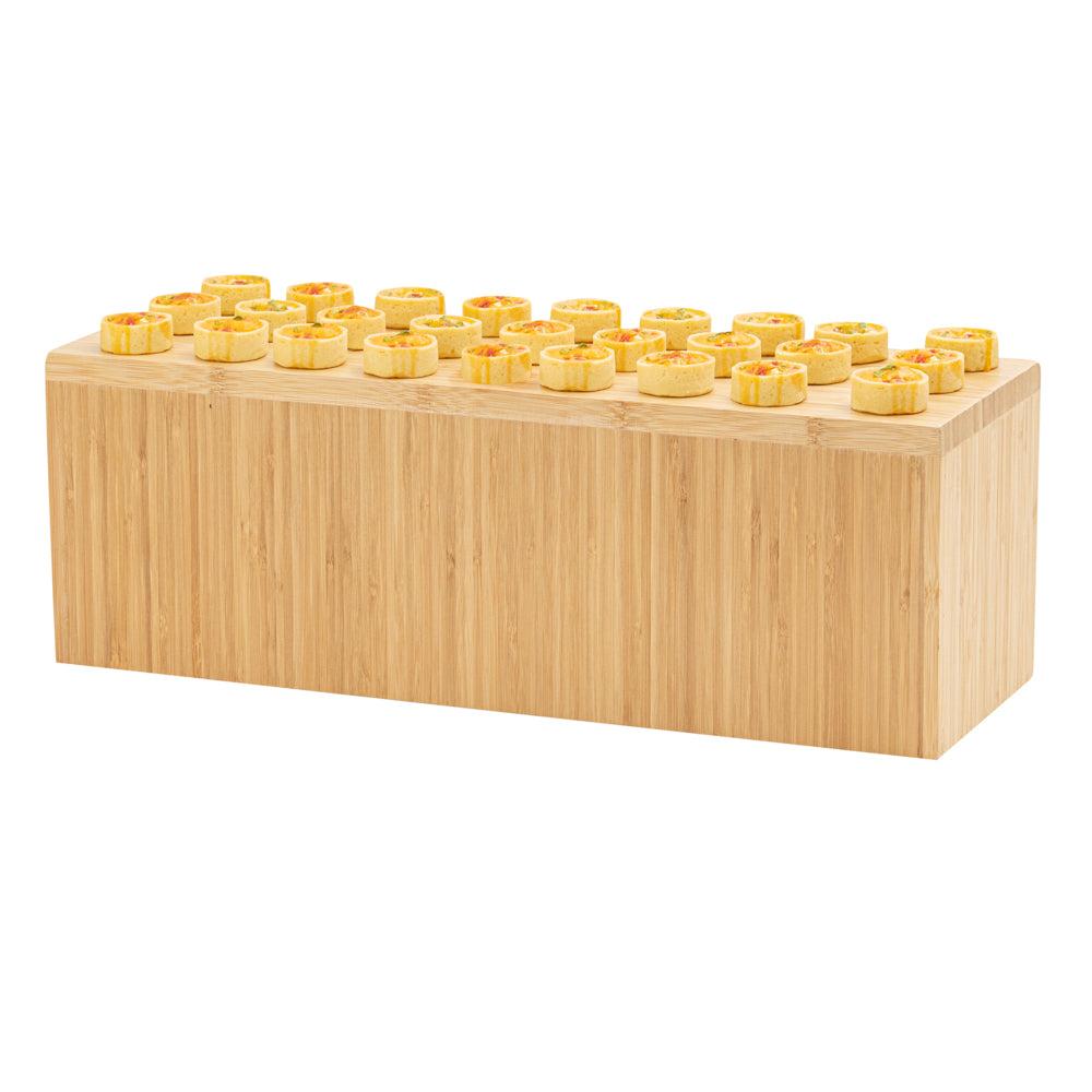 restaurantware Cater Tek Rectangle Natural Bamboo Medium Riser - 20 1/2" x 7" x 7" - 1 count box