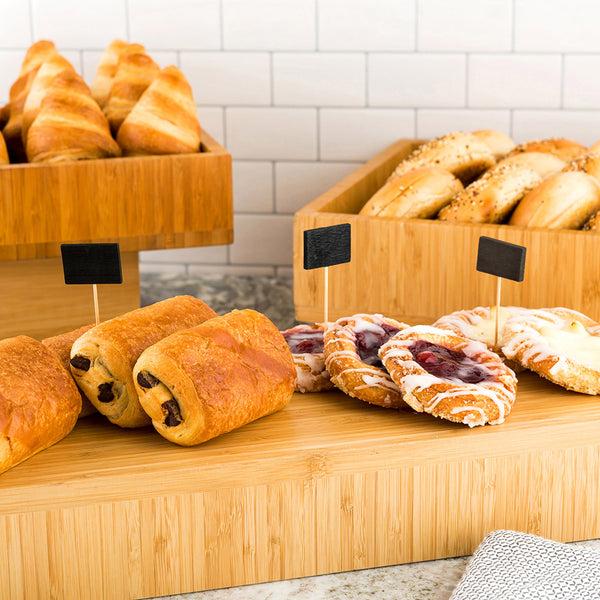 Restaurantware Cater Tek Rectangle Natural Bamboo Short Riser - 20 1/2" X 7" X 3 1/4" - 1 Count Box