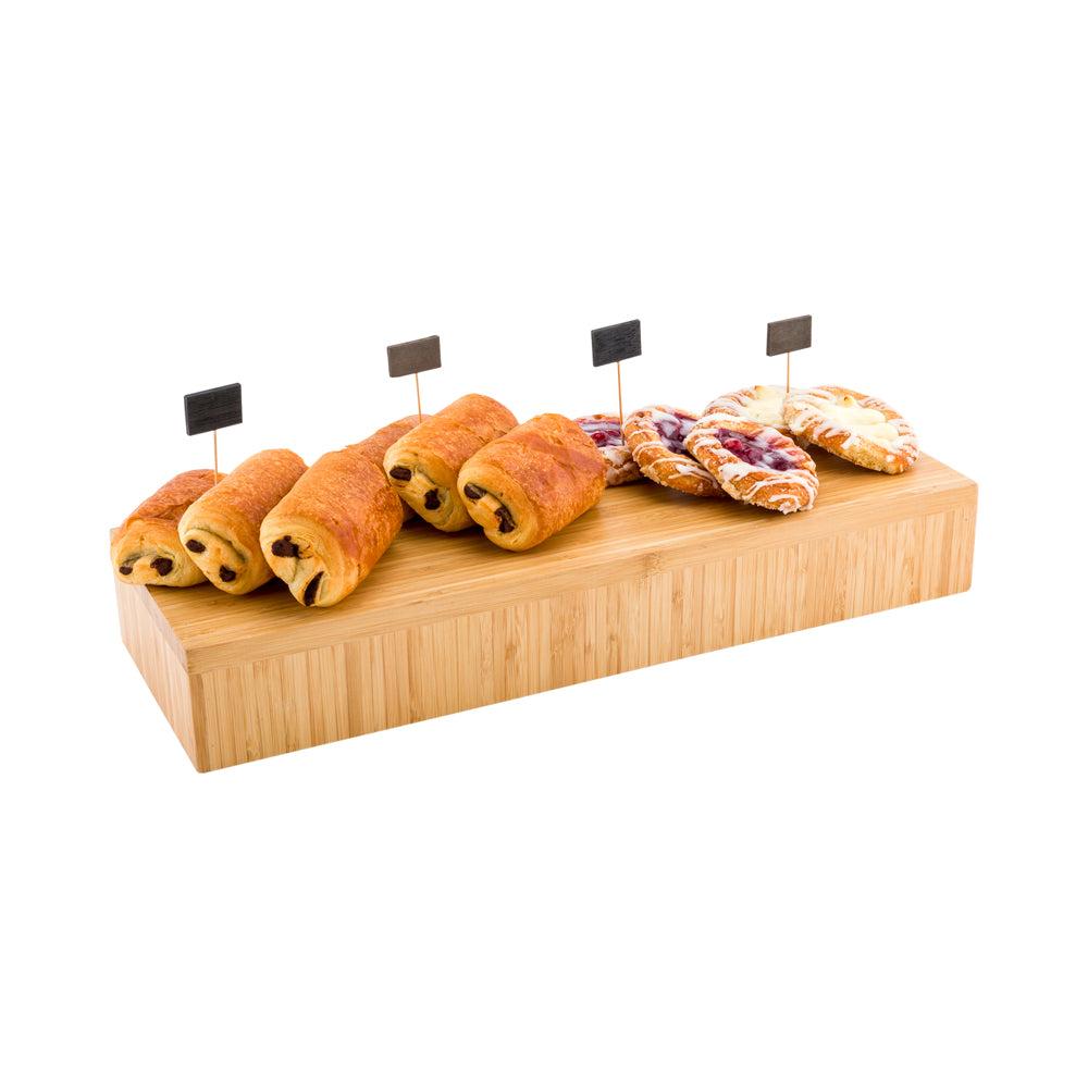 restaurantware Cater Tek Rectangle Natural Bamboo Short Riser - 20 1/2" x 7" x 3 1/4" - 1 count box