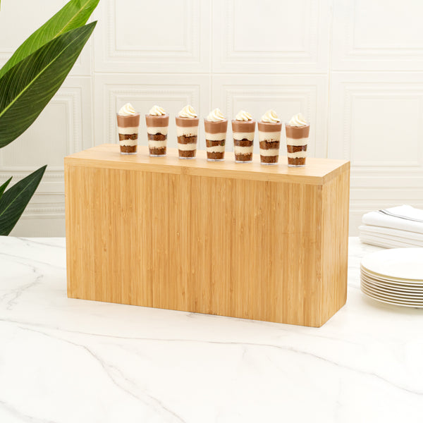 Restaurantware Cater Tek Rectangle Natural Bamboo Tall Riser - 20 1/2" X 7" X 11" - 1 Count Box