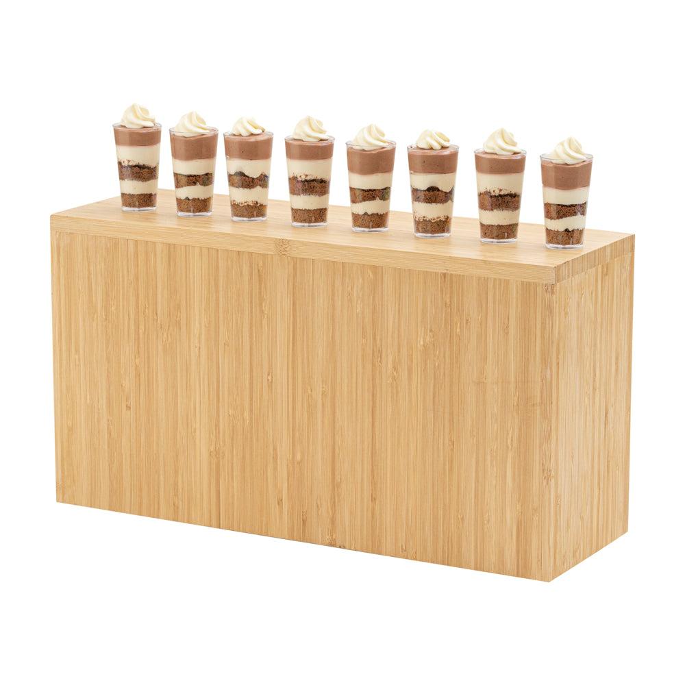 restaurantware Cater Tek Rectangle Natural Bamboo Tall Riser - 20 1/2" x 7" x 11" - 1 count box