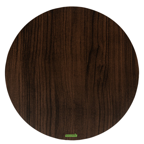 Restaurantware Cater Tek Round Dark Cheese / Charcuterie Board - Faux Wood - 13 3/4" X 13 3/4" - 100 Count Box