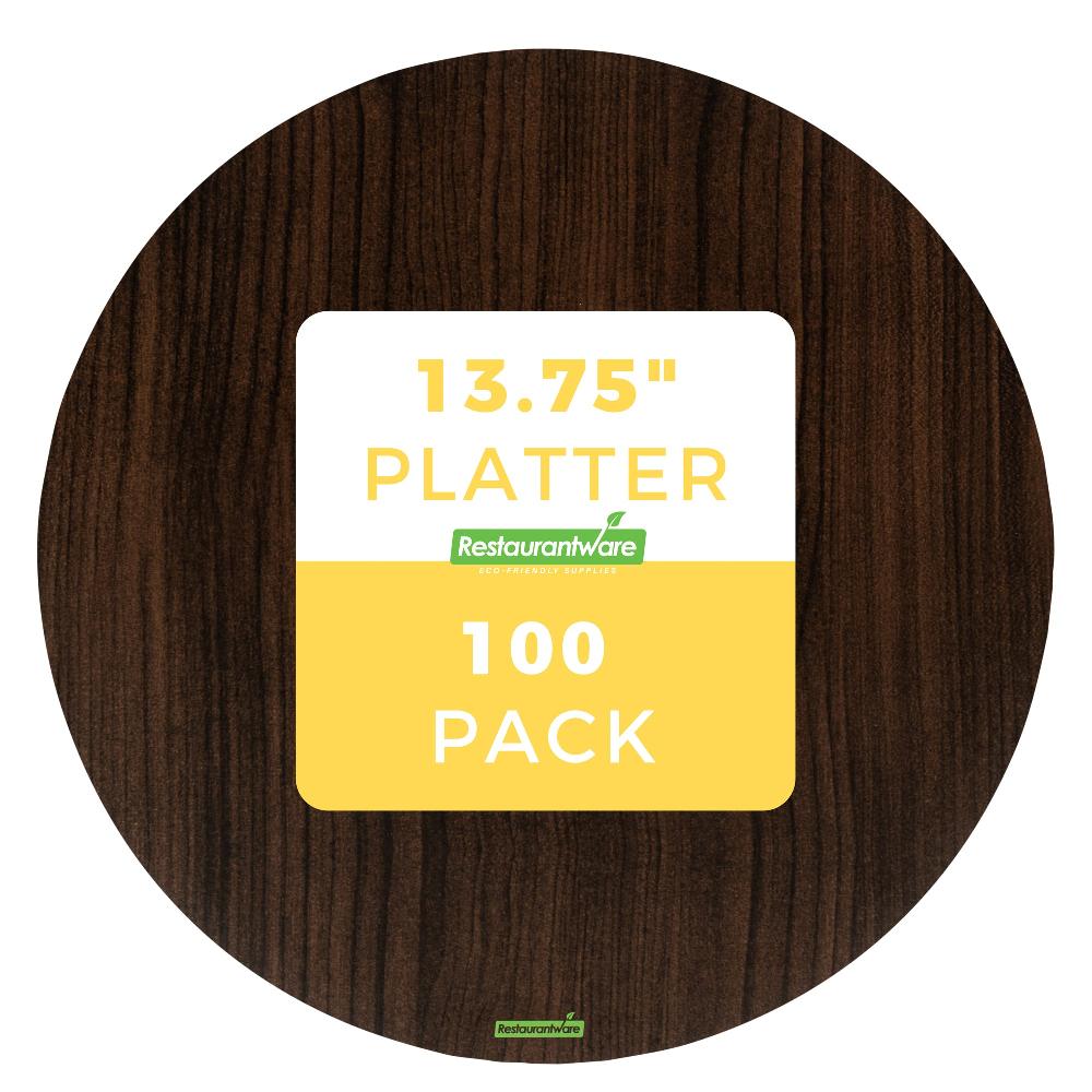 restaurantware Cater Tek Round Dark Cheese / Charcuterie Board - Faux Wood - 13 3/4" x 13 3/4" - 100 count box
