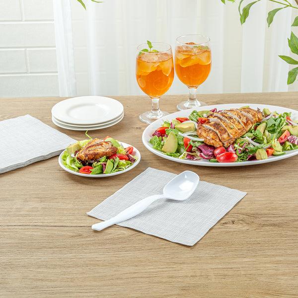 Restaurantware Cater Tek White Plastic Serving Spoon - 8 1/2" - 100 Count Box