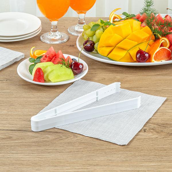 Restaurantware Cater Tek White Plastic Tongs - Serrated Heavy Duty - 9" - 100 Count Box