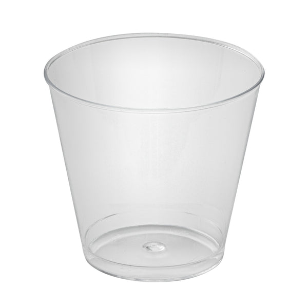 Restaurantware Chef 101 1 Oz Clear Plastic Whiskey Glass - 1 3/4" X 1 3/4" X 1 1/2" - 500 Count Box