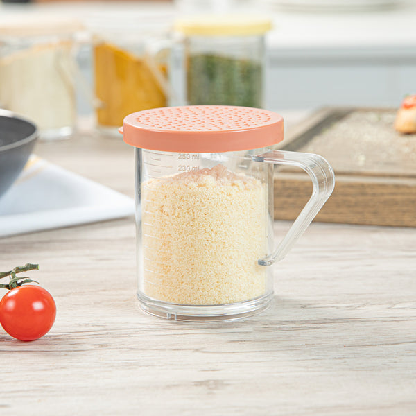 Restaurantware Chef 101 10 Oz Clear Polycarbonate Dredge Spice Shaker - With Rose Medium Lid - 4 3/4" X 3 1/4" X 4" - 1 Count Box