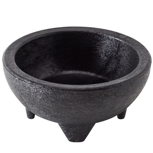Restaurantware Chef 101 10 Oz Round Black Thermal Plastic Molcajete Bowl - 5 1/4" X 5 1/4" X 2 1/2" - 10 Count Box