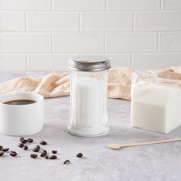 Restaurantware Chef 101 11 Oz Glass Sauce / Sugar Pourer - With Flip Lid - 3" X 3" X 7" - 1 Count Box