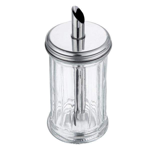 Restaurantware Chef 101 11 Oz Glass Sugar Pourer - With Spout Lid - 3" X 3" X 7" - 1 Count Box