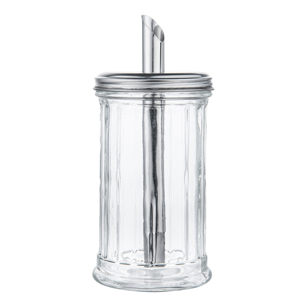 Restaurantware Chef 101 11 Oz Glass Sugar Pourer - With Spout Lid - 3" X 3" X 7" - 1 Count Box