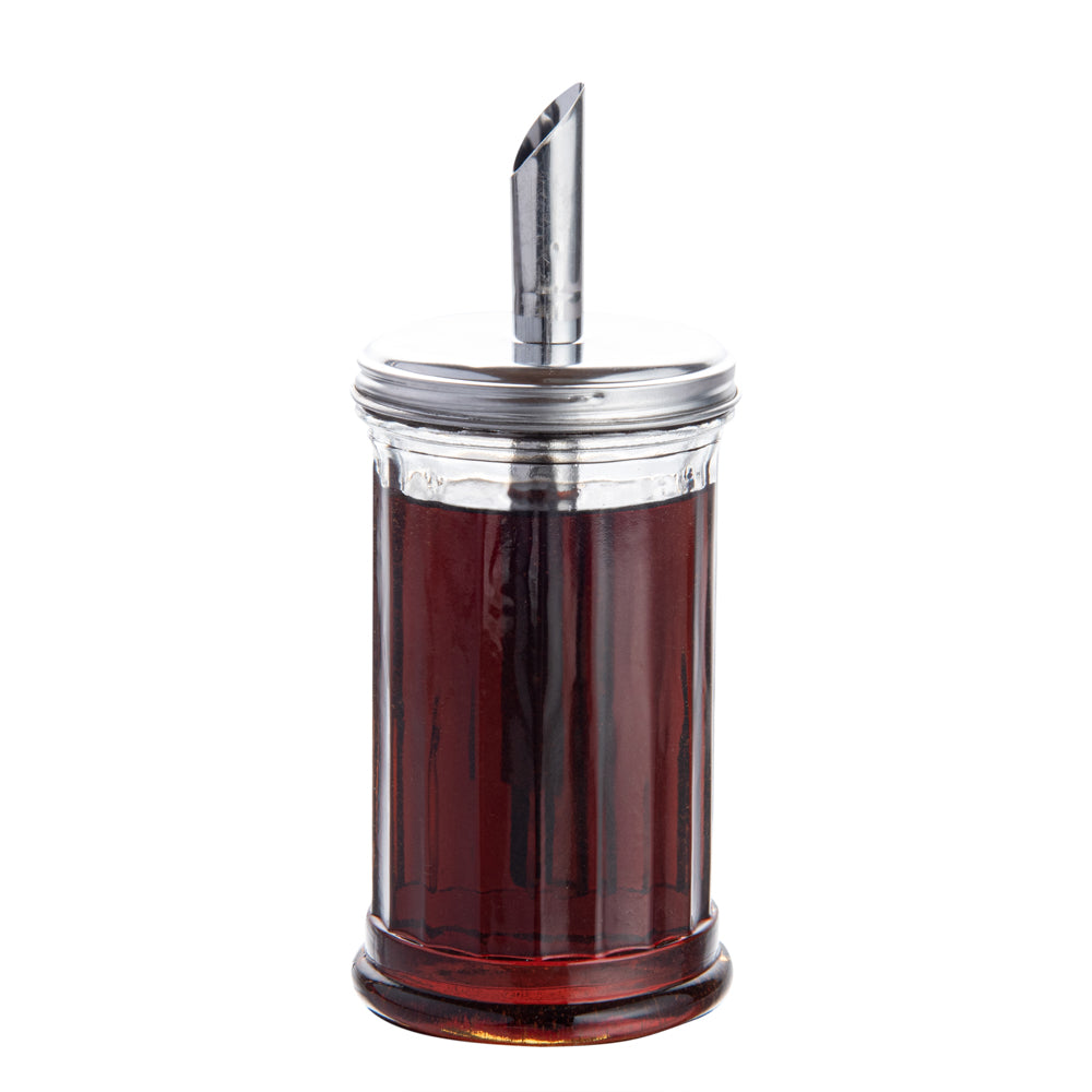 restaurantware Chef 101 11 oz Glass Sugar Pourer - with Spout Lid - 3" x 3" x 7" - 1 count box