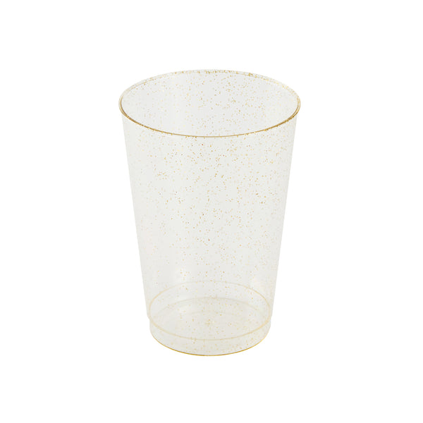 Restaurantware Chef 101 12 Oz Gold Glitter Plastic Tumbler - 3" X 3" X 4 1/4" - 500 Count Box