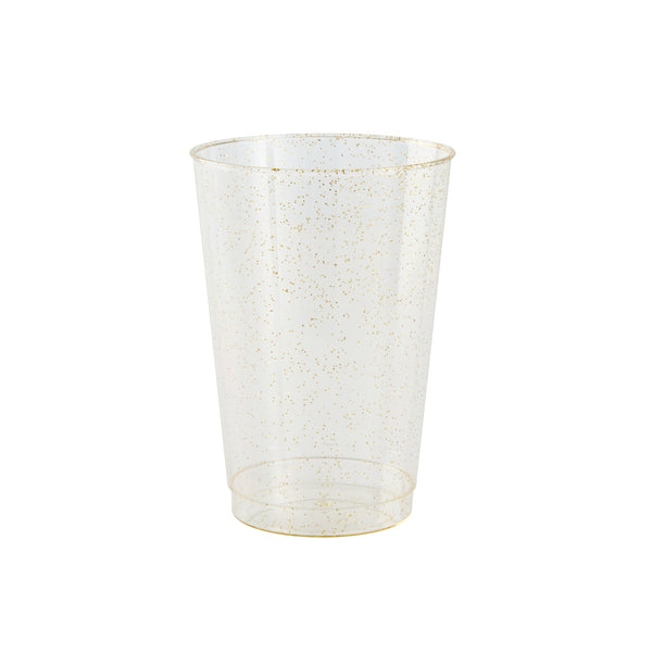 Restaurantware Chef 101 12 Oz Gold Glitter Plastic Tumbler - 3" X 3" X 4 1/4" - 500 Count Box