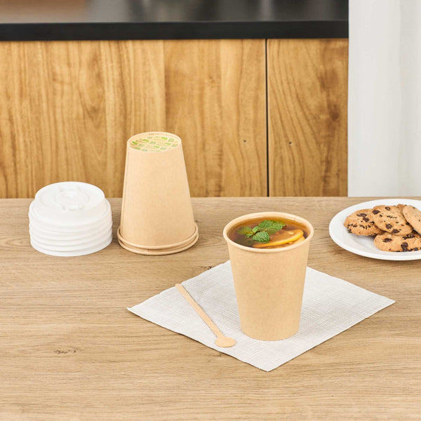 Restaurantware Chef 101 12 Oz Natural Paper Unbleached Coffee Cup - Single Wall - 3 1/2" X 3 1/2" X 4 1/4" - 1000 Count Box