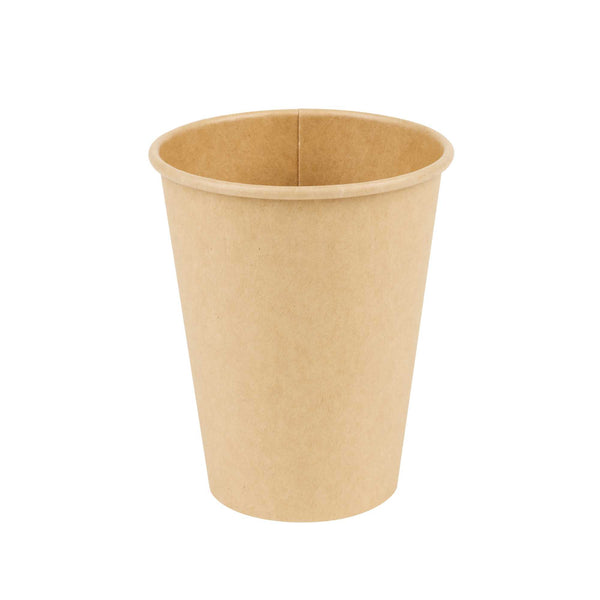 Restaurantware Chef 101 12 Oz Natural Paper Unbleached Coffee Cup - Single Wall - 3 1/2" X 3 1/2" X 4 1/4" - 1000 Count Box