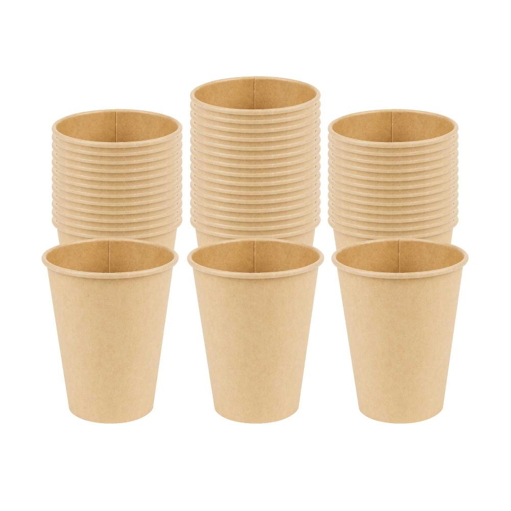 restaurantware Chef 101 12 oz Natural Paper Unbleached Coffee Cup - Single Wall - 3 1/2" x 3 1/2" x 4 1/4" - 1000 count box