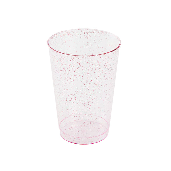 Restaurantware Chef 101 12 Oz Pink Glitter Plastic Tumbler - 3" X 3" X 4 1/4" - 500 Count Box