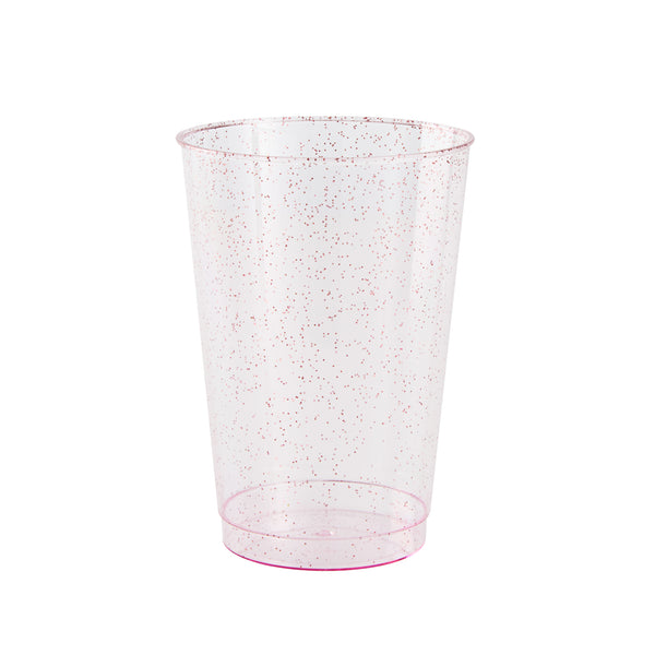 Restaurantware Chef 101 12 Oz Pink Glitter Plastic Tumbler - 3" X 3" X 4 1/4" - 500 Count Box