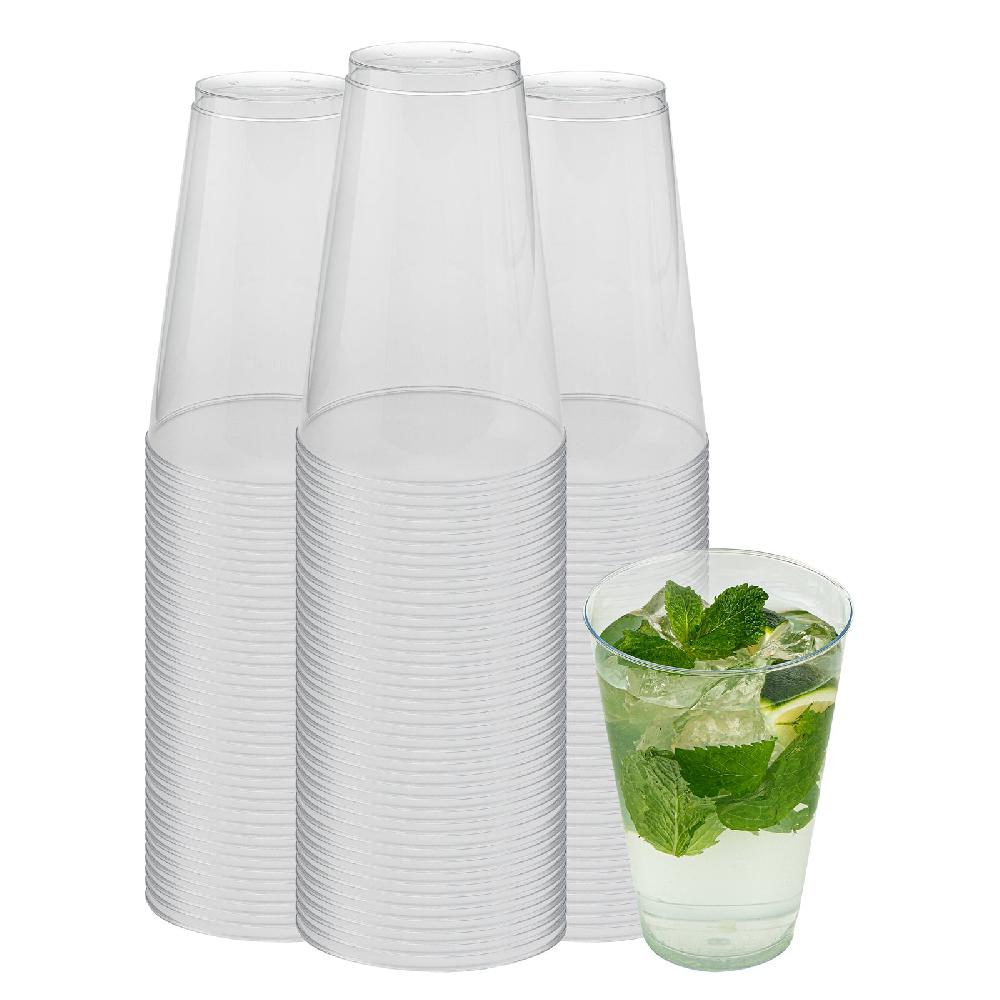 restaurantware Chef 101 14 oz Clear Plastic Tumbler - 3 1/4" x 3 1/4" x 4 3/4" - 500 count box