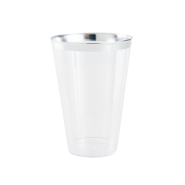 Restaurantware Chef 101 14 Oz Clear Plastic Tumbler - With Silver Rim - 3 1/4" X 3 1/4" X 4 3/4" - 500 Count Box