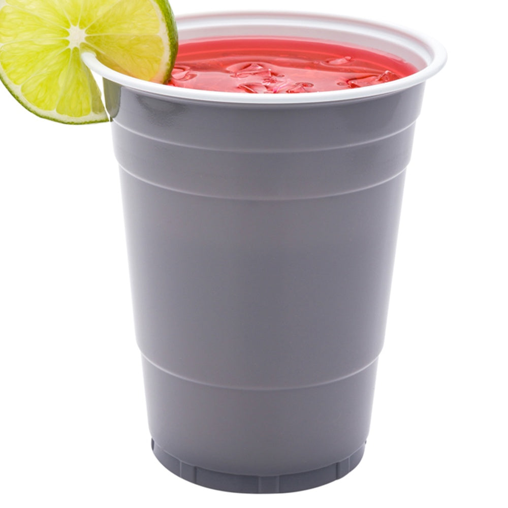 restaurantware Chef 101 16 oz Gray Plastic Party Cup - 3 3/4" x 3 3/4" x 4 3/4" - 500 count box